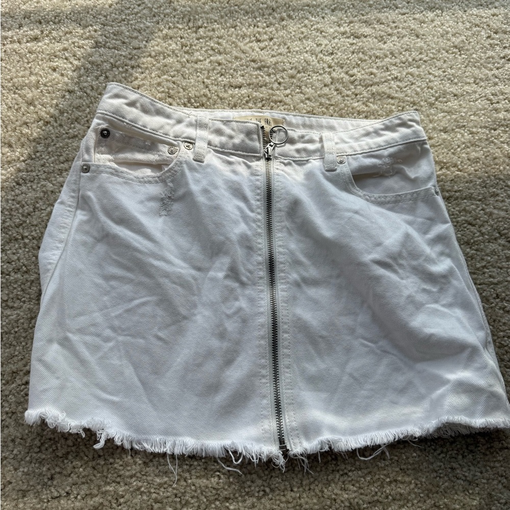 We The Free White Denim Skirt